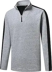 [DEOLAX] Quarter Zip Pullover Men Dry Fit 1/4 Zip Golf Pullover UPF50+ Moisture Wicking Mock Neck Mens Pullover Sweatshirts