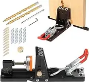 Huolimm Pocket Hole Jig Kit for Woodworking Pocket Screw Jig Includes 3/8" Drill Bits Pocket Hole Plugs and Drill Depth Stopper for Angled Holes Drill Guide Tool Kit Joinery DIY Tools