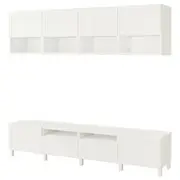 BESTÅ TV storage combination, white/Hanviken/Stubbarp white, 240x42x230 cm