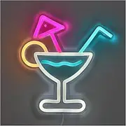 Sign Lamp Cool Cocktails Cup With Umbrella Neon Sign USB Powered Dimmable For Shop Club Party Wall Decoration 21cm×22.4cm