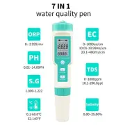 pH EC Conductivity TDS Salinity ORP SG Temp Meter 7 in 1 Monitor Tester Measures