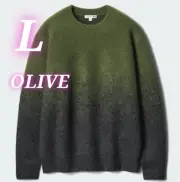 J.W Anderson Uniqlo Souffle Yarn Gradient Crew Neck Sweater OLIVE L NEW Japan