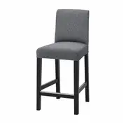 BERGMUND bar stool with backrest, black/Gunnared medium grey, 62 cm