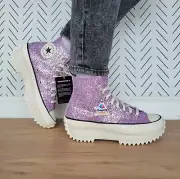 ⭐Converse Run Star Hike Hi Women Shoes Size 7.5 Purple Glitter Platform A10096C