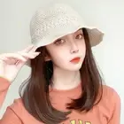 Hat Wig Bucket Hat Fake Hair Sunshade Hat Short Wigs Straight Bob Wigs