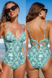 Cupshe Island Fantasy Tropical One-Piece Swimsuit - Sage,M