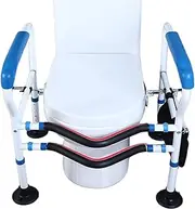 Foldable Toilet Safety Frame, Toilet Handrail Support Aids, Bathroom Handrail Grab Bar Height and Width Adjustable Rail Surround Mobility Aid Free Standing Support Safety Rails