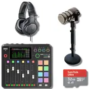 Rode RODECaster Pro II with Podmic, Round-Base Stand and ATH-M20x