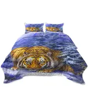 Winter Forest Cool Hunting Pose Tiger Coverlet