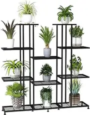 Metal Plant Stand, large indoor Plant Stands Decorative Black Steel Plant Shelf for Indoor Patio Garden Balcony and Yard,tall multi tier plant stand(9 Tier)