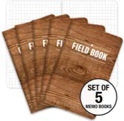 Field Notebook - 3.5"X5.5" - Wood Pattern - Graph Memo Book - Pack of 5
