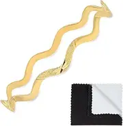 [The Bling Factory] 7.6 mm Gold Plated Wavy Edge Bangle Bracelet