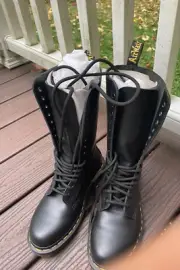 Dr. Martens 1914 Smooth Leather Tall Boots Lace Up Black sz US M 4 / W 5 118550