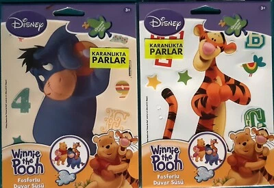 2 Packs-Disney Winnie The Pooh Eeyore-Tigger-Luminous Light Switch Surround Stic