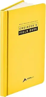 AdirPro Proffesional Engineers Field Surveying Book Standard Size - Engineering Computation - Grid Paper Notebook - Scientific Notebook - Graph Paper 4 ⅝ x 7 ¼ (12 Books) Yellow