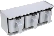 Ciieeo Compact Condiment Container 3-Grid Spice -Mounted Spice Jar Kitchen Accessory Grey