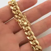 Men's Hip Hop 14K Gold Stainless Steel Miami Thick Cuban Link Chain Bracelet