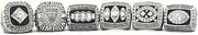LAS 1976 1980 1983 'Raiders Champions Rings Set and 1967 2002 A'F'L Vegas champ ring with Deluxe Wooden Box, Wood, Cubic Zirconia