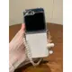SAMSUNG Luken 可愛透明雲吊墜珍珠鍊便攜手機殼適用於三星 Galaxy Z Flip5 5G Z Flip3