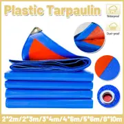 Waterproof Plastic Tarp Cover Heavy Duty Ground Sheet Rainproof Dustproof Blue