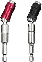 2Pcs Pivoting Bit Tip Holder, Magnetic Swiveling Bit Tip Holder Adjustable Quick Change Locking Bit Holder for Tight Spaces or Corners (Red+Black)