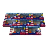 NOS Memorex DBS 90 Cassette Tapes SEALED Type 1 Normal Bias 8 Blank Tapes