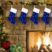 Plush Sequin Embroidered Snowflake Christmas Stocking Christmas Decorations