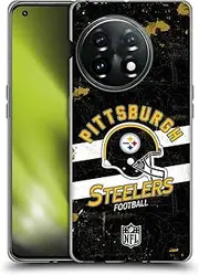 Head Case Designs Officially Licensed NFL Helmet Distressed Pittsburgh Steelers Logo Art Soft Gel Case Compatible with OnePlus 11 5G