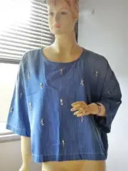 BNWT SASS & BIDE "Papaya Party" Crystal Embellished Chambray Top - Sz 10 - $370
