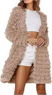 [Generic] Women's Open Front Faux Fur Cardigan Shaggy Faux Fur Long Open Front Coat Trendy Winter Furry Coats