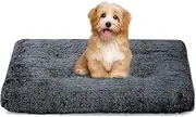Dog Bed Mat,crate Pet Bed Mat Pad,Soft Plush Washable Dog Cage Bed,Anti Anxiety Comfortable Dog Cushion (S-65x50cm), Grey