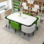 90 * 150cm Dining Conference Table Set for 6, Negotiation Kitchen Table Coffee Desk Meeting Room Table and 6 Chairs Set(2)