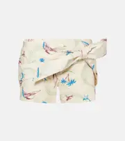[Rabanne] Rabanne Layered printed cotton shorts AU 16 beige