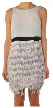 Patrizia Pepe Cocktail Easter Dress Size 6 Medium Sequin Silver Fringe