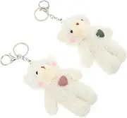 [DEARMAMY] Cute Bear Keychain 2pcs Bear Pendant Keychains Heart Charm Fashion Luggage Decor
