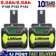 9.0Ah For Ryobi One Plus RB18L50 18V 6Ah Li-ion Battery P108 P104 /P117 Charger