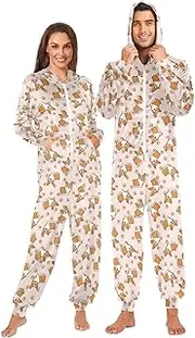 [Joisal] Playful Corgis Beige Onesies Adult Pjs, Suitable for all Seasons, Adult Onesies Pajamas with Pockets
