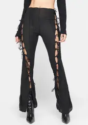 [ZEMETA] Live Or Die Asymmetrical Flare Pants