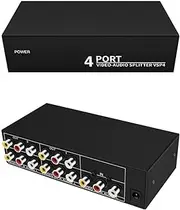 Suckoo 4 Port 3RCA AV Audio Video Cable Splitter 1 in 4 Out 1 in 2 Out DVD Player Game Console TV Box External TV Monitor Projector Composite AV Adapter Converter