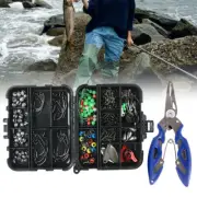 188X Sea Fishing Accessories Tackle Box Kit Set Jig-Hooks Swivels Clamp