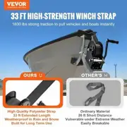 Hand Winch, 725.7 kg Pulling Capacity, Boat Trailer Winch Heavy Duty Rope Crank with 10 m Polyester Strap and Two-Way Ratchet, Manual Operated Hand Crank Winch for Trailer, Boat or ATV Towing