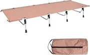 Camping Bed, Folding Bed Camping Cot for Adult, Lightweight Single Camp Bed with Storage Bag, Heavy Duty Sturdy Sleeping Cot Supports 330lbs for Indoor Outdoor, Travel, Office ( Color : Brown )