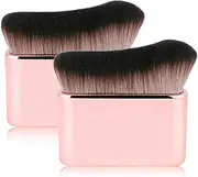 2 Pack Professional Body Makeup Brush for Blending Liquid Foundation High Densi Face Kabuki Brush for Body Highlighter Bronzer Shimmer Glow Concealers Cream Po er Body Brush (Rose Gold)