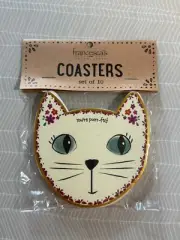 You’re Purr-fect Cat Coasters Francesca's Set of 10 New In Package 4” Round