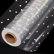 Weforu Clear Cellophane Wrap Rolls with White Dots, 40cm x 30m, 2.5 Mil Transparent Crystal Clear Gift Wrapping Paper for Hampers, Gifts, Toys, Arts & Crafts, Florist Flowers, Treats