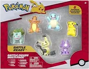 Pokemon PKW2684 Battle Figure 6 Pack-Features 2-Inch Pikachu, Squirtle, Charmander, Bulbasaur, Mimikyu & Toxel-Authentic Details, Multi
