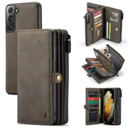 For Samsung Galaxy S22+ Plus Case Detachable Wallet Folio PU Leather Cover, Brown