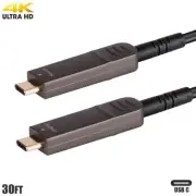 30FT AOC USB-C 3.1 Type C Active Fiber Optic Video Cable Slim 4K 60Hz HDR Gold