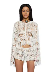 [Current Mood] Palms Retreat Cropped Crochet Cardigan-Off White