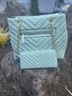 Isabelle Vegan NWT Leather MINT Handbag Matching Wallet Set Chain Straps